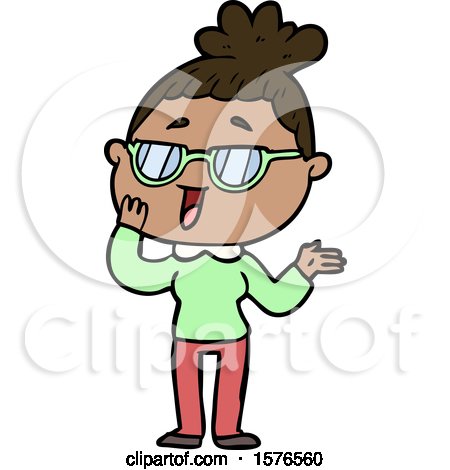 Cartoon Happy Woman Wearing Spectacles by lineartestpilot