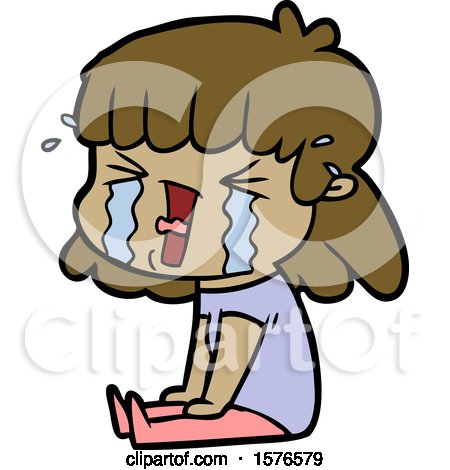 Cartoon Woman in Tears by lineartestpilot