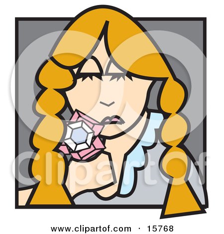 Sad Blond Woman With Her Hair In Braids, Holding Gems Clipart Illustration by Andy Nortnik