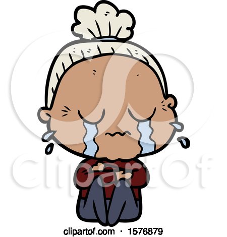 Cartoon Crying Old Lady by lineartestpilot