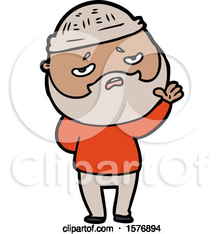 Cartoon Worried Man with Beard by lineartestpilot