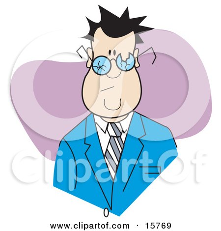 Sad Man Wearing Broken Glasses Clipart Illustration by Andy Nortnik