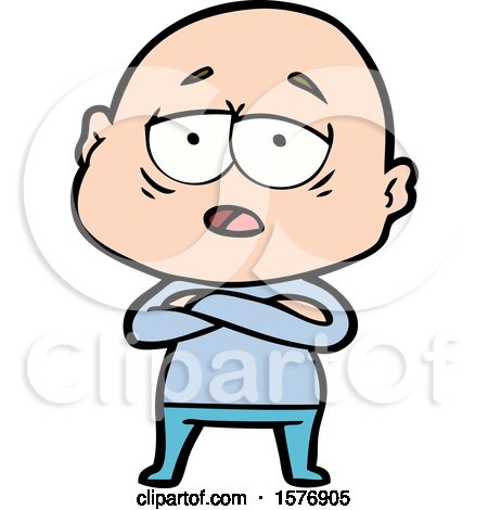 Cartoon Tired Bald Man by lineartestpilot