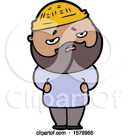 Cartoon Worried Man with Beard by lineartestpilot