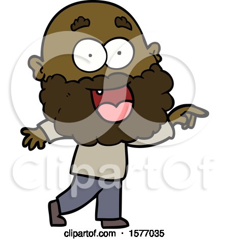 Cartoon Crazy Happy Man with Beard by lineartestpilot