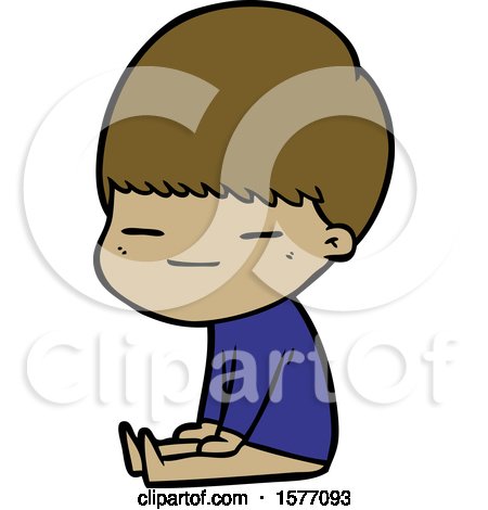Cartoon Smug Boy Sitting by lineartestpilot