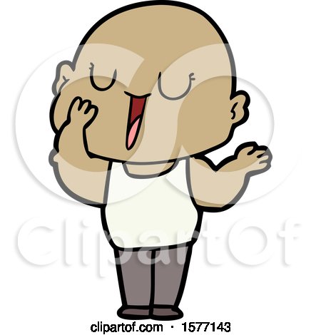 Happy Cartoon Bald Man Yawning by lineartestpilot