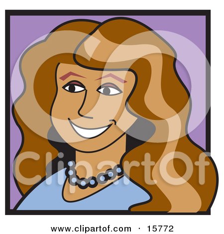 Beautiful Wavy Haired Latin American Woman Smiling Clipart Illustration by Andy Nortnik