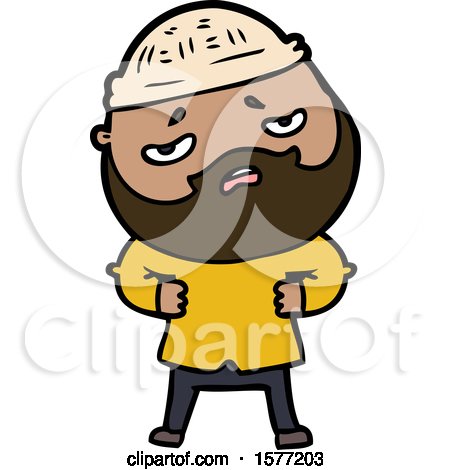 Cartoon Worried Man with Beard by lineartestpilot