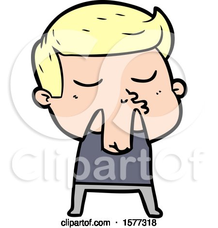 Cartoon Model Guy Pouting by lineartestpilot