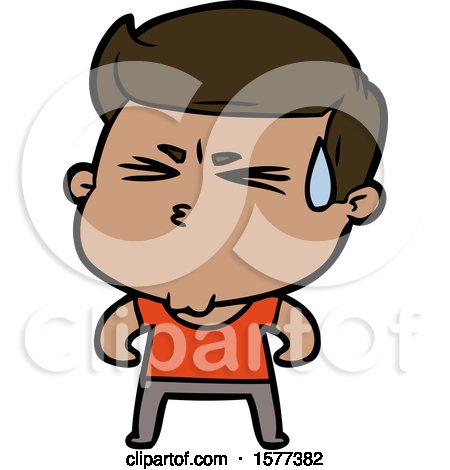 Cartoon Man Sweating by lineartestpilot