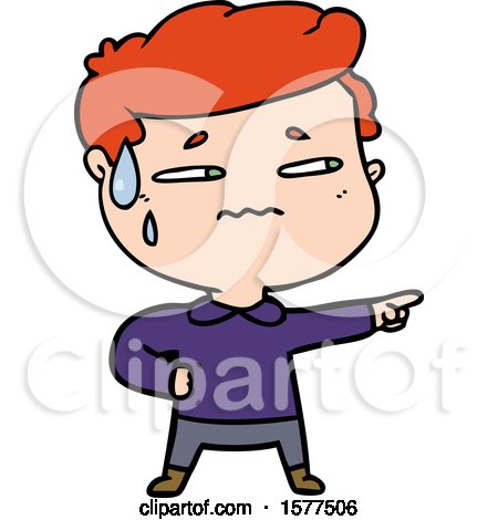 Cartoon Anxious Man Pointing by lineartestpilot