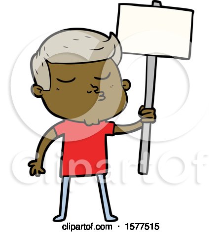 Cartoon Model Guy Pouting with Sign by lineartestpilot
