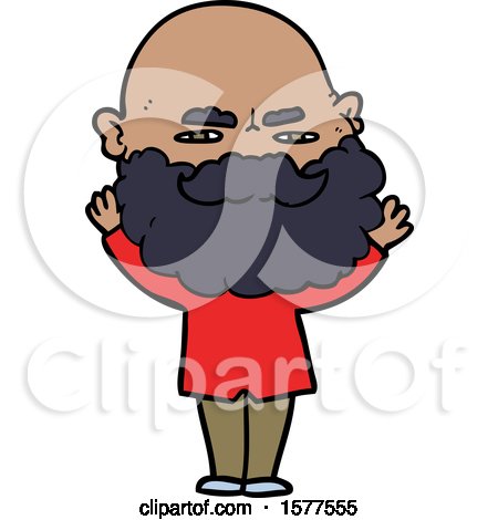Cartoon Man with Beard Frowning by lineartestpilot
