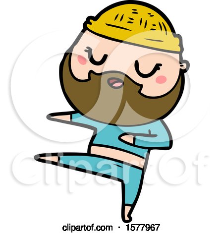 Cartoon Man with Beard Dancing by lineartestpilot