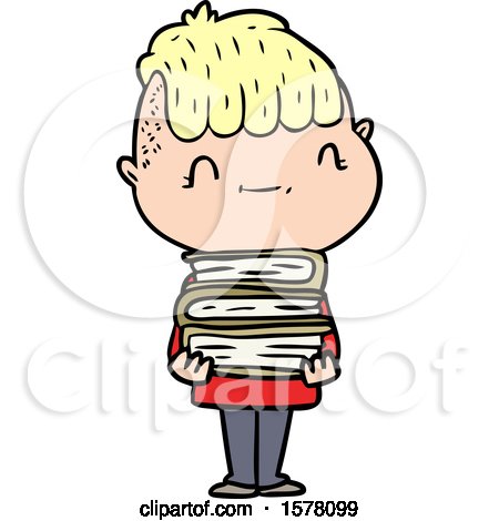 Cartoon Friendly Boy with Books by lineartestpilot