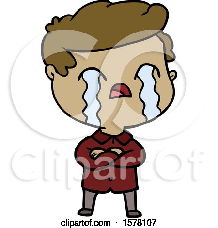Cartoon Man Crying by lineartestpilot