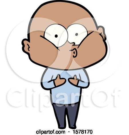 Cartoon Bald Man Staring by lineartestpilot