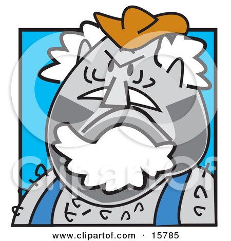 Hairy And Grumpy Hillbilly Man Wearing A Hat Clipart Illustration by Andy Nortnik