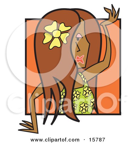 Attractive Female Hula Dancer With A Flower In Her Hair Clipart Illustration by Andy Nortnik