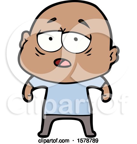 Cartoon Tired Bald Man by lineartestpilot