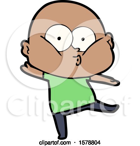 Cartoon Bald Man Staring by lineartestpilot