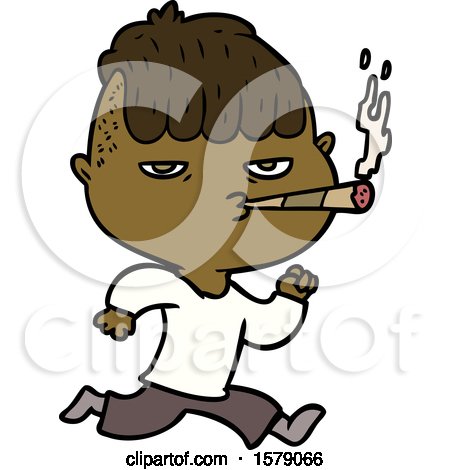 Cartoon Man Smoking Whilst Running by lineartestpilot
