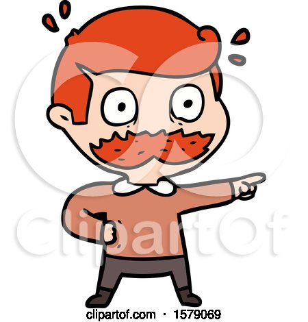 Cartoon Man with Mustache Shocked by lineartestpilot