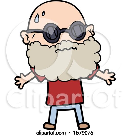 Cartoon Worried Man with Beard and Sunglasses by lineartestpilot