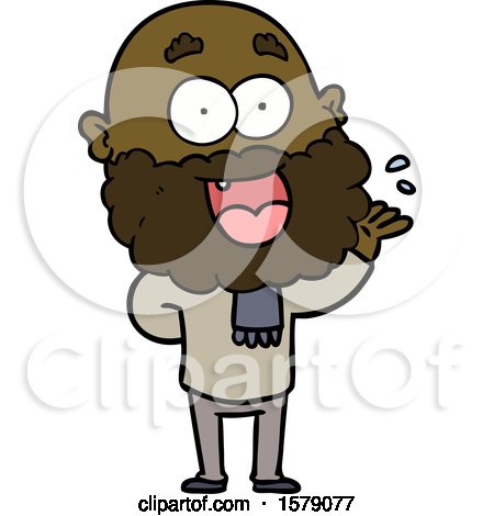 Cartoon Crazy Happy Man with Beard Amazed by lineartestpilot