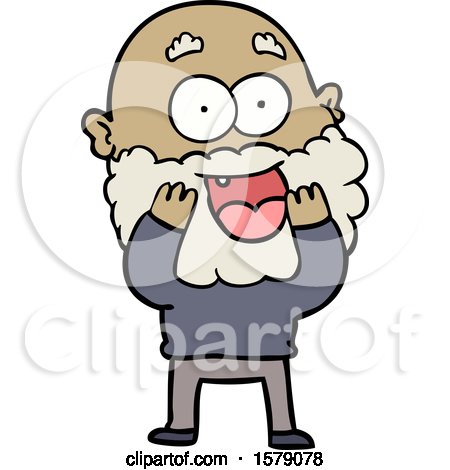 Cartoon Crazy Happy Man with Beard Gasping by lineartestpilot