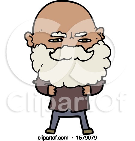 Cartoon Man with Beard Frowning by lineartestpilot