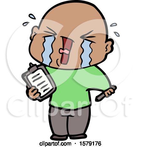 Cartoon Crying Man with Clipboard by lineartestpilot