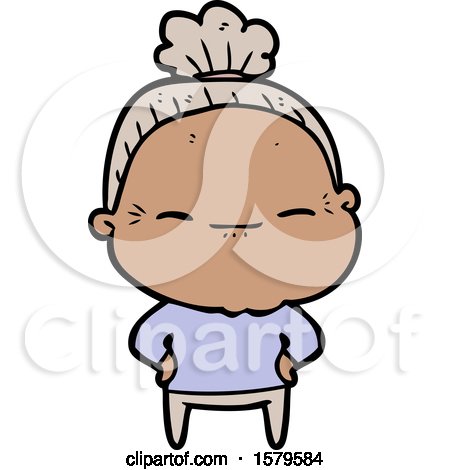 Cartoon Peaceful Old Woman by lineartestpilot