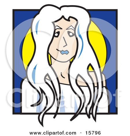 Beautiful White Haired Goddess Woman Standing In Moonlight Clipart Illustration by Andy Nortnik