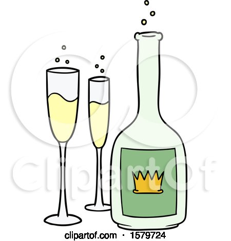 Cartoon Champagne by lineartestpilot