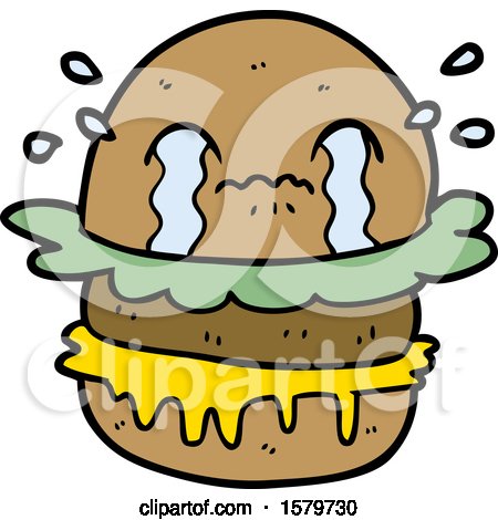 Cartoon Crying Fast Food Burger by lineartestpilot