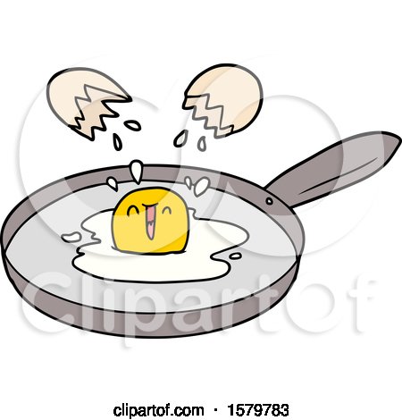 Cartoon Egg Frying by lineartestpilot