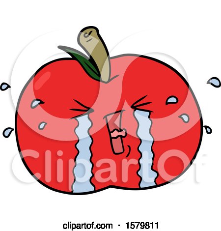 Cartoon Apple Crying by lineartestpilot