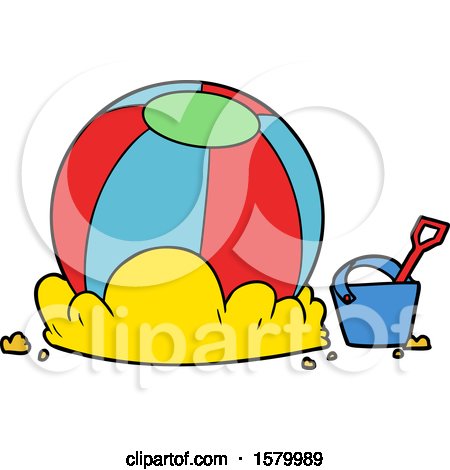 Cartoon Beach Ball and Bucket by lineartestpilot