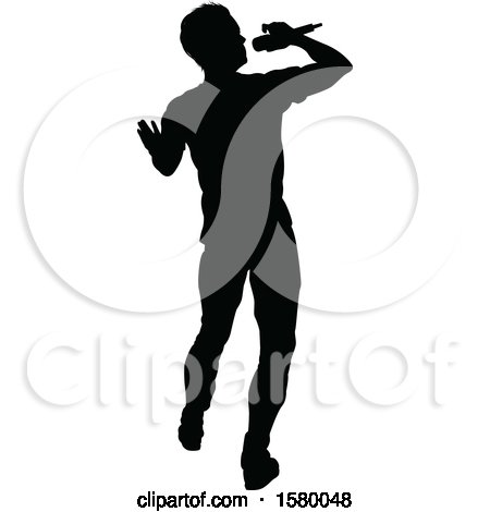 Clipart of a Silhouetted Male Singer - Royalty Free Vector Illustration by AtStockIllustration