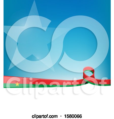 Clipart of a Burkina Faso Ribbon Flag over a Blue and White Background - Royalty Free Vector Illustration by Domenico Condello