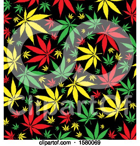Clipart of a Jamaican Marijuana Pot Leaf Background - Royalty Free Vector Illustration by Domenico Condello