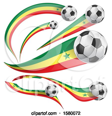 Clipart of 3d Soccer Balls and Senegal Flags - Royalty Free Vector Illustration by Domenico Condello
