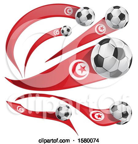 Clipart of 3d Soccer Balls and Tunisia Flags - Royalty Free Vector Illustration by Domenico Condello