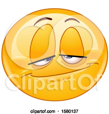 Clipart of a Yellow Emoji Smiley Face with a Stoned Expression - Royalty Free Vector Illustration by yayayoyo