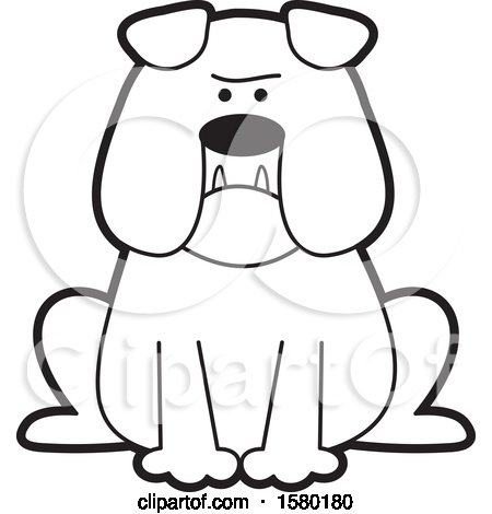 Clipart of a Cartoon Black and White Bulldog with Jowls - Royalty Free Vector Illustration by Johnny Sajem