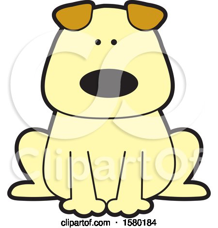 Clipart of a Cartoon Sitting Dog - Royalty Free Vector Illustration by Johnny Sajem
