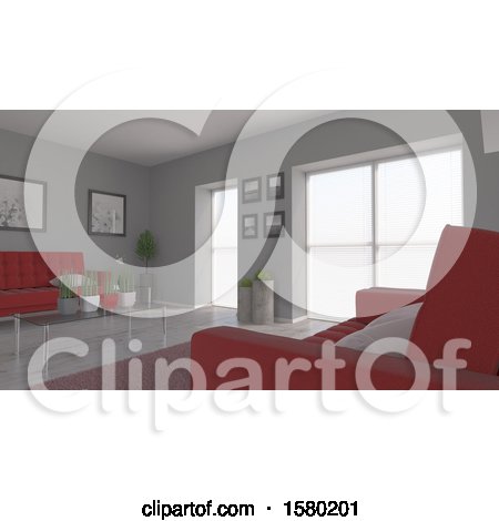 Clipart of a 3d Living Room Interior - Royalty Free Illustration by KJ Pargeter