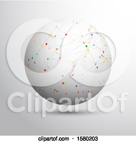 Clipart of a 3d Globe with Colorful Connections, on a Gray Background - Royalty Free Vector Illustration by KJ Pargeter